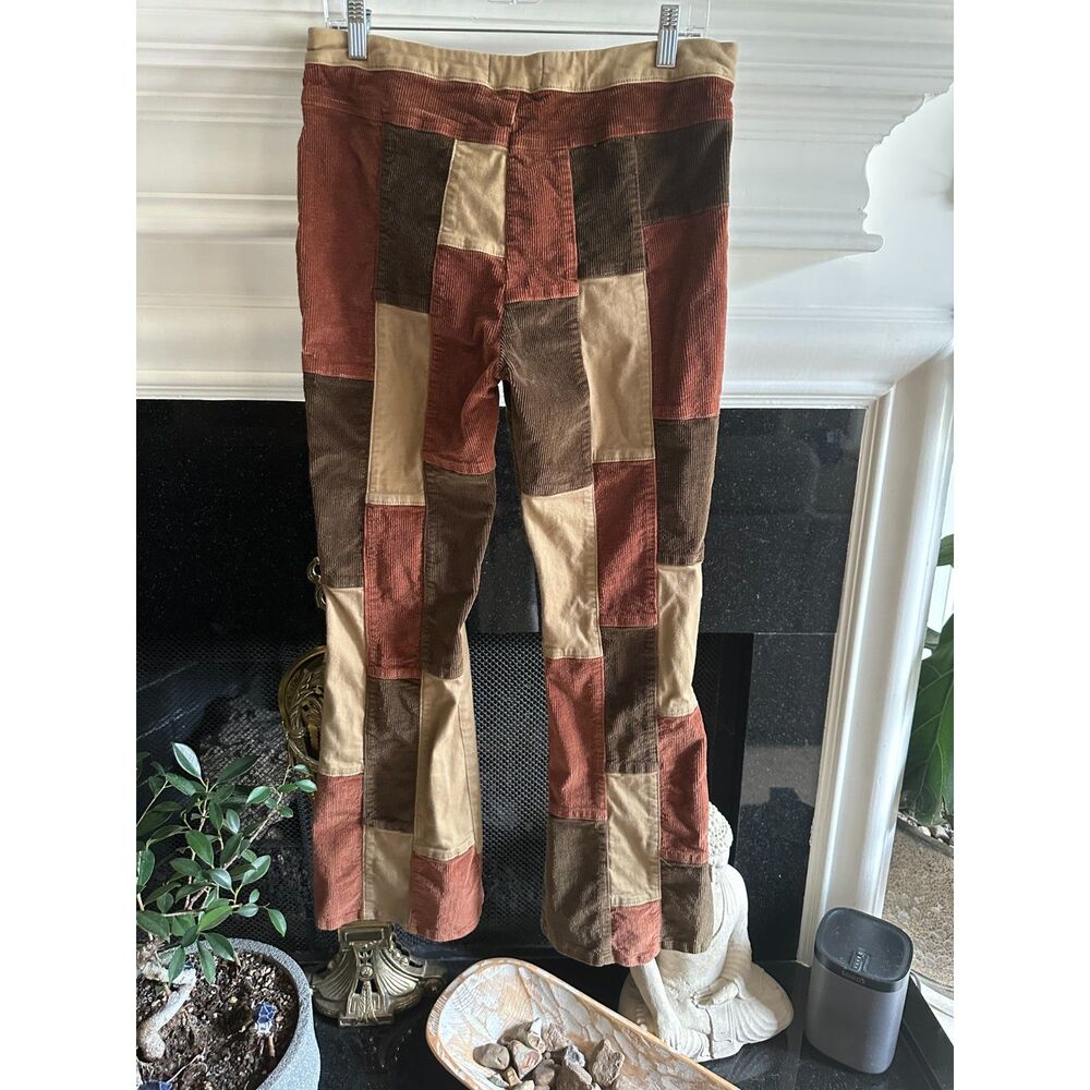 dELiA*s x Dolls Kill Corduroy Patchwork Flare Pants - Earth Tone Lace-Up XL - Picture 3 of 7